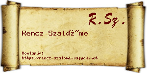 Rencz Szalóme névjegykártya
